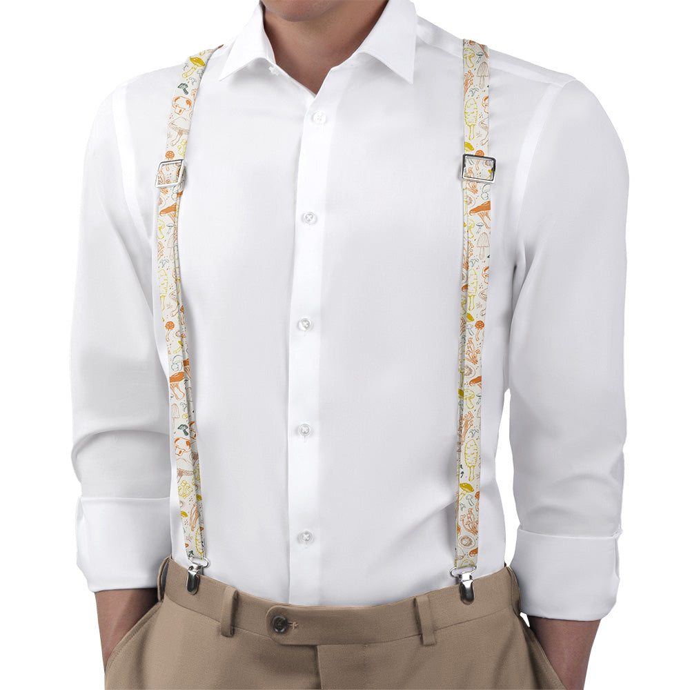 Mushrooms Suspenders - On Model Back View - Knotty Tie Co.